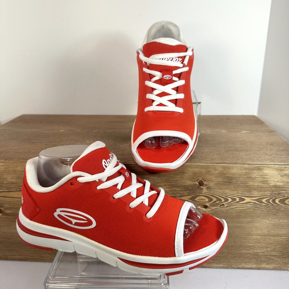 Ope Toz Open Toe‎ Sneaker Red Womens SZ 8.5 Athleisure Streetwear Y2K Sporty